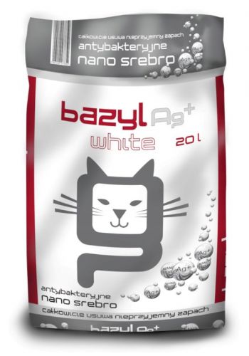 Bazyl Bentonit Super Premium Ag+ Compact White - żwirek dla kota 20 l