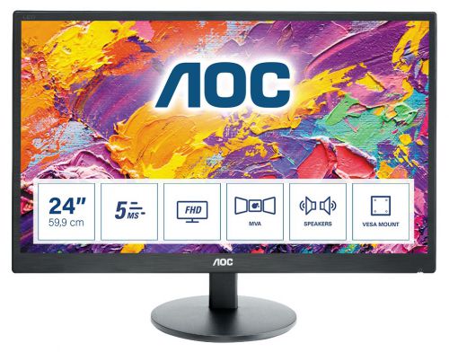 Monitor AOC M2470SWH (23,6\; MVA; FullHD 1920x1080; HDMI, VGA; kolor czarny)