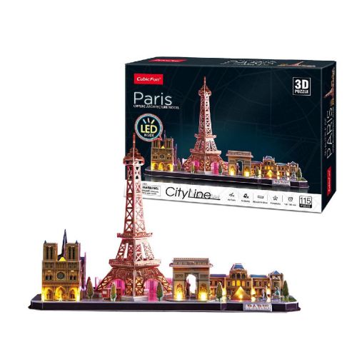 Cubic Fun Puzzle 3D City Line LED Paryż