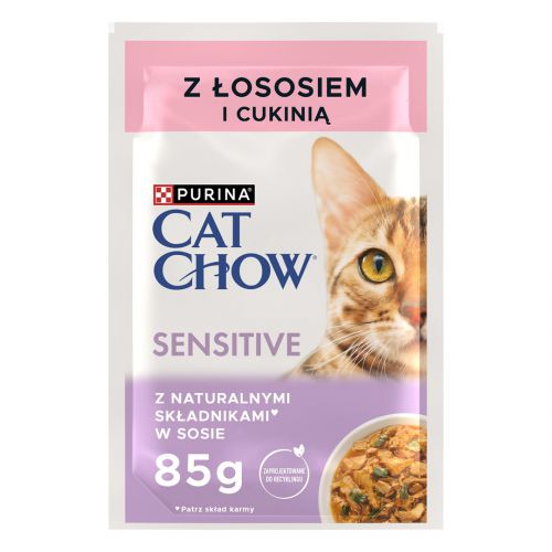 PURINA Cat Chow Sensitive łosoś i cukinia - mokra karma dla kota - 4x85g
