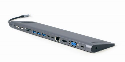 GEMBIRD MULTI ADAPTER USB TYPE-C 8W1 (HUB USB + HDMI + VGA + PD + CZYTNIK KART + LAN + AUDIO 3,5 MM)