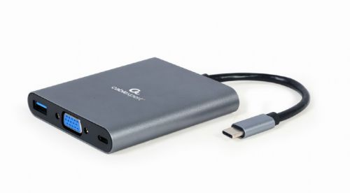 GEMBIRD MULTI ADAPTER USB TYP-C 6 W 1 (HUB3.1 + HDMI + VGA + PD + CZYTNIK KART + DŹWIĘK STEREO), SZA