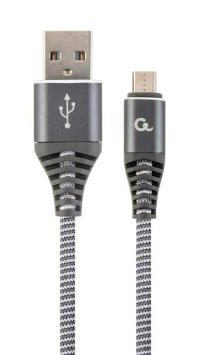 GEMBIRD KABEL PREMIUM MICRO USB 2.0 AM-MBM5P (METALOWE WTYKI,OPLOT) 1M, SZARO/BIAŁY
