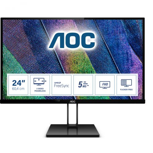 Monitor AOC 24V2Q (23,8\; IPS/PLS; FullHD 1920x1080; DisplayPort, HDMI; kolor czarny)