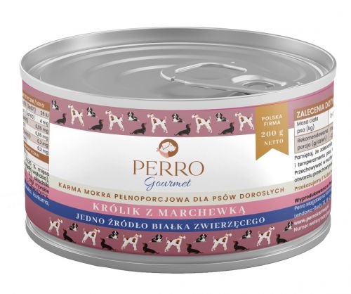 PERRO Gourmet Królik z marchewką -mokra karma dla psów dorosłych -200g