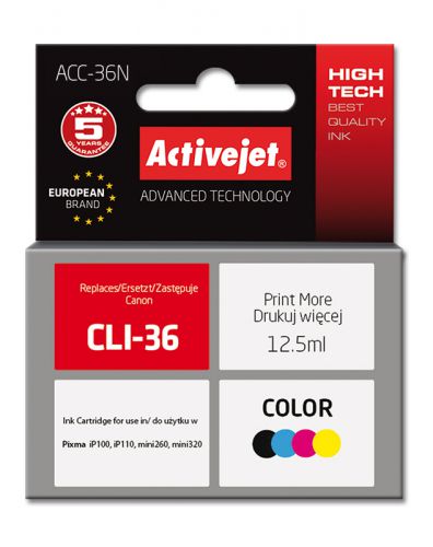 Tusz Activejet ACC-36N (zamiennik Canon CLI-36; Supreme; 12.5 ml; kolor)