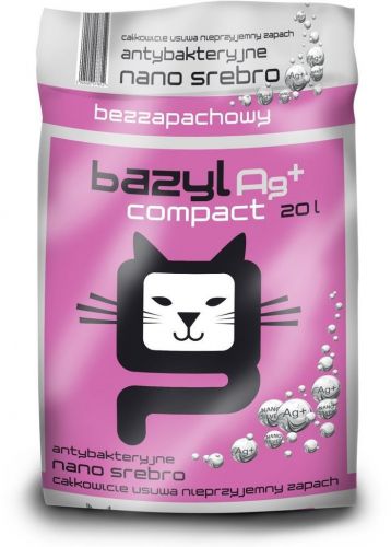 Bazyl Bentonit Super Premium Ag+ Compact - żwirek dla kota 20 l (WYPRZEDAŻ)