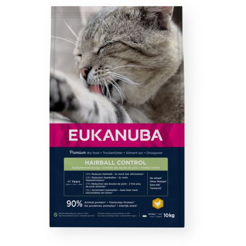 Eukanuba Adult Hairball Control Rich in Chicken - sucha karma dla kota - 10 kg