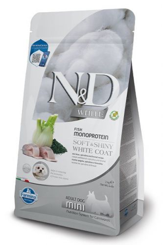 FARMINA N&D WHITE DOG SEA BASS, SPIRULINA&FENEL ADULT MINI 2kg