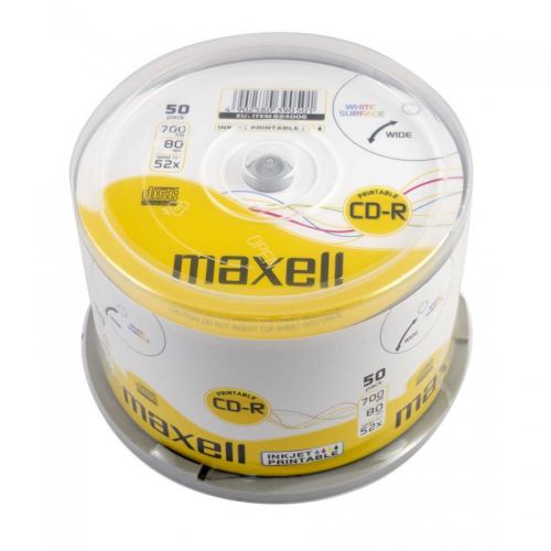 MAXELL CD-R 700MB, 50 szt. w opakowaniu cake (szpindel), szybkość zapisu 52X, 80 min. Płyty wysokiej