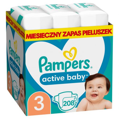 Pampers Zestaw pieluch Active Baby MTH Box 3 (6-10 kg); 208