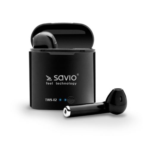 Słuchawki bezprzewodowe SAVIO TWS-02 (douszne; bezprzewodowe, Bluetooth; z wbudowanym mikrofonem; ko