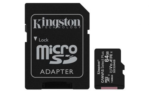 Karta pamięci z adapterem Kingston Canvas Select Plus SDCS2/64GB (64GB; Class 10, Class U1, V10; + a