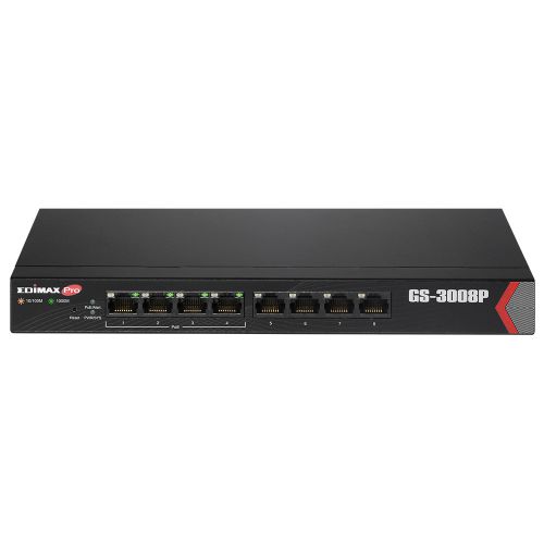 Switch EDIMAX GS-3008P  (Long Range 8-Port Gigabit Web Managed 4x PoE+)