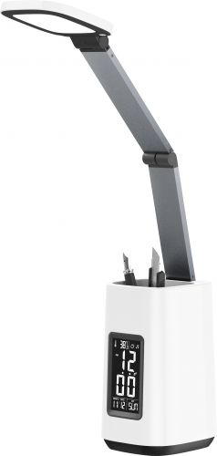 Nowoczesna lampka na biurko LED Activejet TECHNIC biała z wyświetlaczem LED (data, godzina, budzik)