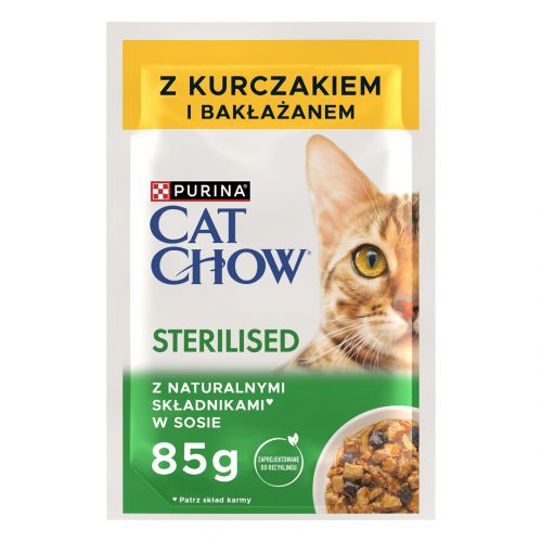 PURINA Cat Chow Sterilised kurczak i bakłażan - mokra karma dla kota - 4x85g