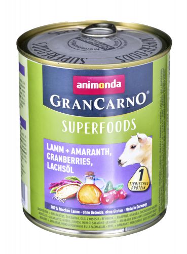 ANIMONDA GranCarno Superfoods smak: jagnięcina, amarantus, żurawina, olej z łososia - puszka 800g