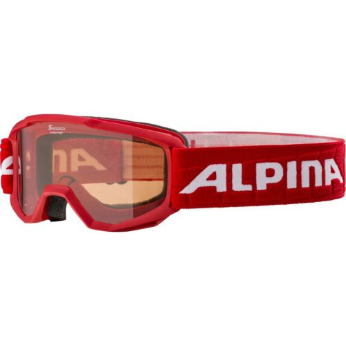 Gogle ALPINA Junior PINEY CZERWONY szkło POMARAŃCZOWE S2 - 150 mm