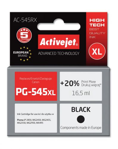 Tusz Activejet AC-545RX (zamiennik Canon PG-545XL; Premium; 15 ml; czarny)