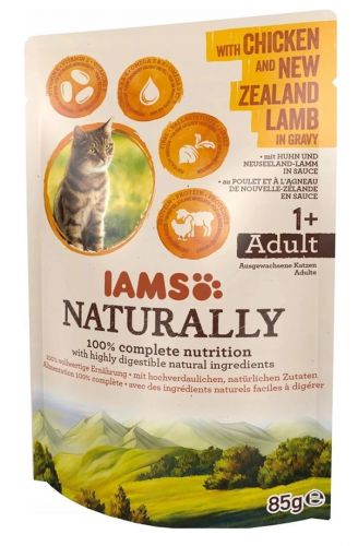 IAMS Naturally Adult z kurczakiem i jagnięciną nowozelandzką w sosie 85g kot