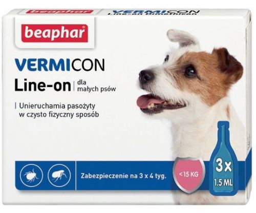 Beaphar LINE-ON VERMICON Krople dla psów S 1,5ml x3
