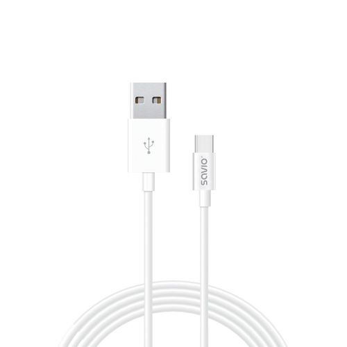 Kabel SAVIO CL-125 (USB typu C - USB 2.0 typu A ; 1m; kolor biały)