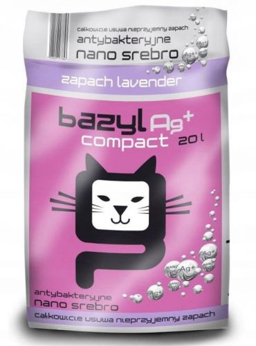 Bazyl Bentonit Super Premium Ag+ Compact Lavender - żwirek dla kota 20 l (WYPRZEDAŻ)
