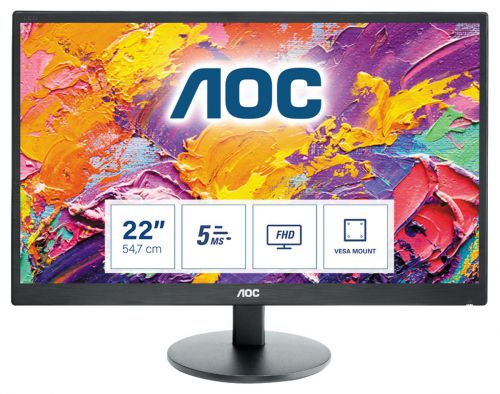 Monitor AOC E2270SWDN (21,5\; TN; FullHD 1920x1080; VGA; kolor czarny)
