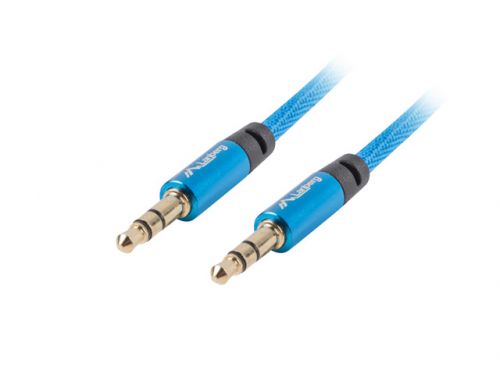 Kabel Lanberg Premium CA-MJMJ-10CU-0010-BL (Jack 3,5 mm M - Jack stereo 3,5 mm M; 1m; kolor niebiesk