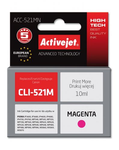 Tusz Activejet ACC-521MN (zamiennik Canon CLI-521M; Supreme; 10 ml; czerwony)