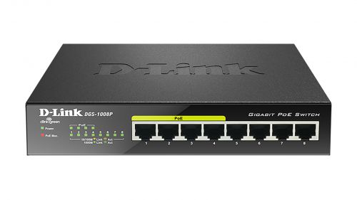 Switch D-Link DGS-1008P/E (8x 10/100/1000Mbps)