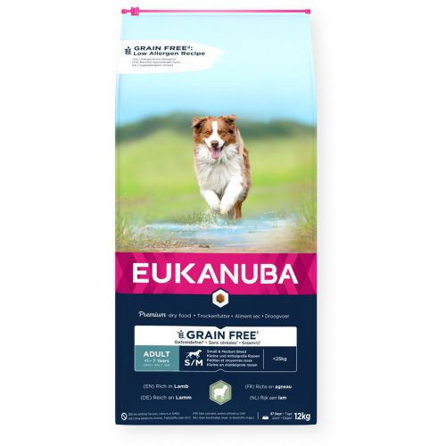EUKANUBA  dorosły mała i średnia rasa bez zbóż jagnięcina - sucha karma dla psa - 12 kg
