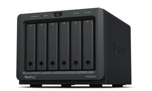 NAS Synology DS620slim; Tower; 6x (3.5\ SATA HDD); Intel Celeron J3355; 2GB DDR4 (max. 6GB), 2x 1Gb