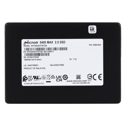 Dysk SSD Micron 5400 MAX 3.84TB SATA 2.5\ MTFDDAK3T8TGB-1BC1ZABYYR (DWPD 3.4)