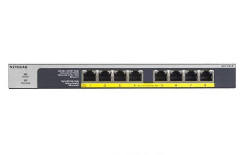Switch Netgear GS108LP-100EUS 8p PoE 60W* (PoE+: 8p) Unmanaged Gigabit