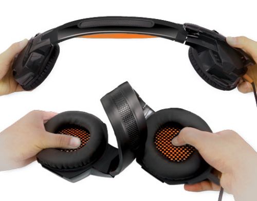 Słuchawki gamingowe REAL-EL GDX-7700 SURROUND 7.1 (black-orange, z wbudowanym mikrofonem)