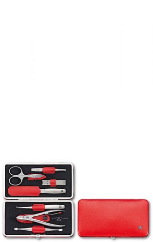 Zestaw podróżny do manicure ZWILLING 97093-002-0 Twinox – czerwone, skórzane etui, 7 elementów