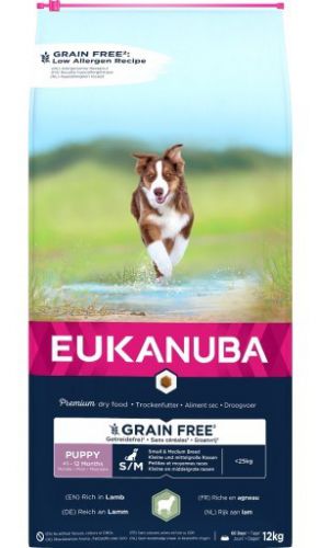 EUKANUBA Szczenie mała i średnia rasa bez zbóż jagnięcina - sucha karma dla psa - 12 kg