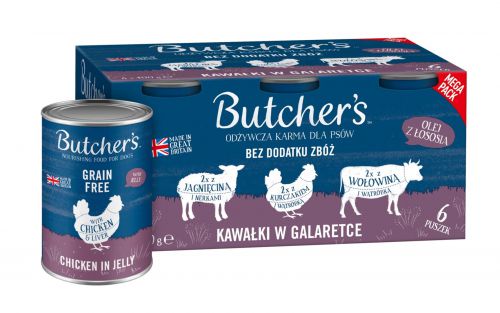 Butcher\'s Original Recipe in Jelly mix smaków z wątróbką lub nerkami kawałki w galaretce karma dla p