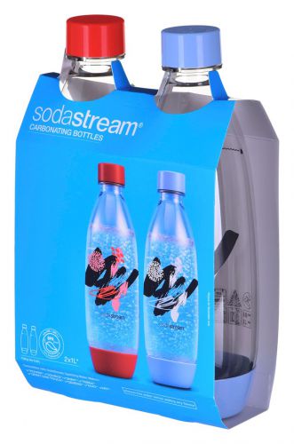 Litrowa Butelka SodaStream niebieska i czerwona Fuse Twinpack