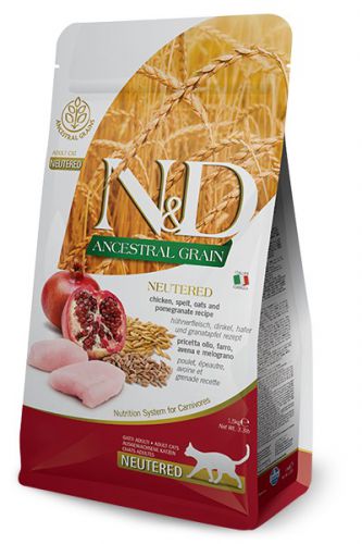 Farmina N&D Ancestral Grain Neutered sucha karma dla kotów z kurczakiem 1,5kg