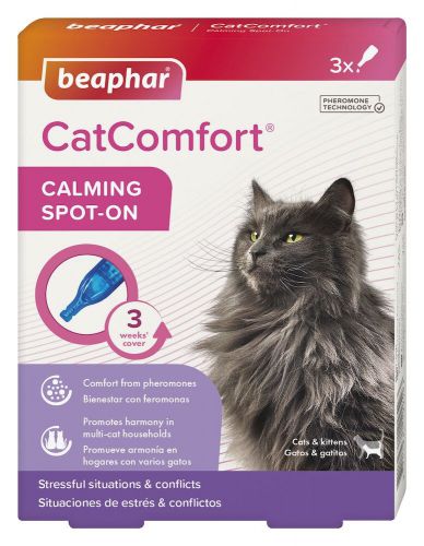 BEAPHAR CatComfort Calming Spot on - z zawartością feromonów dla kotów - 3x0,55ml