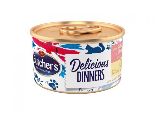 BUTCHER\'S Classic Delicious Dinners z łososiem i krewetkami - puszka 85g