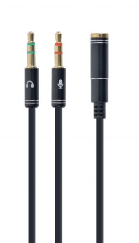Kabel GEMBIRD CCA-418M (Mini Jack x2 M - 4-Pin, Jack stereo 3,5 mm F; 0,20m; kolor czarny)