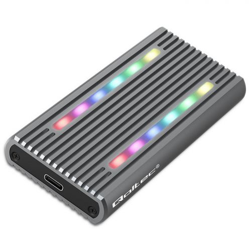 QOLTEC OBUDOWA NA DYSK M.2 SSD | SATA | NVME | RGB LED | USB-C | 4TB