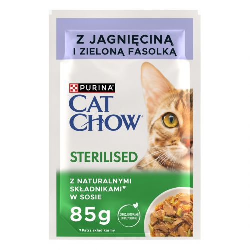 PURINA Cat Chow Sterilised jagnięcina i fasola - mokra karma dla kota - 4x85g