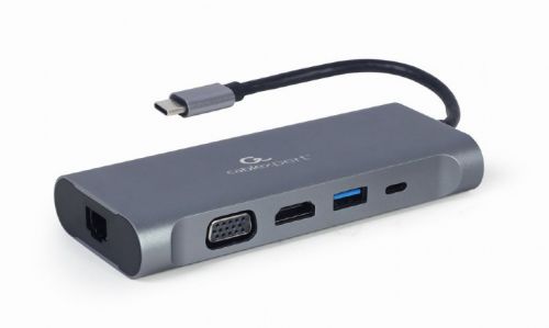 GEMBIRD MULTI ADAPTER USB TYPE-C 7 W 1 (HUB3.0 + HDMI + VGA + PD + CZYTNIK KART + DŹWIĘK STEREO), SZ