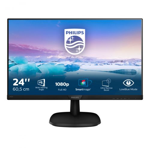 Monitor Philips 243V7QDSB/00 (23,6\; IPS/PLS; FullHD 1920x1080; HDMI, VGA; kolor czarny)