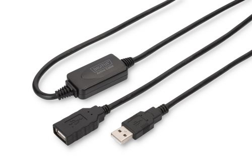 Kabel DIGITUS DA-73101 (USB M - USB F; 15m; kolor czarny)