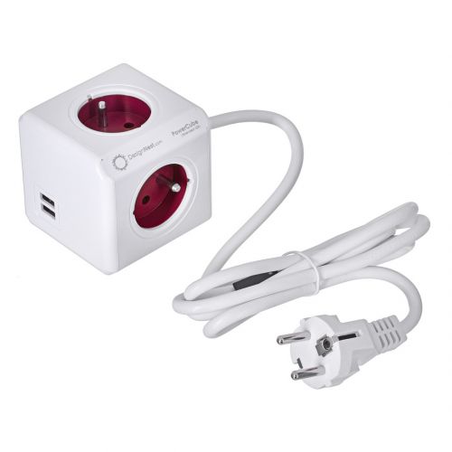 Przedłużacz allocacoc PowerCube Extended USB 2402RD/FREUPC (1,5m; kolor czerwony)
